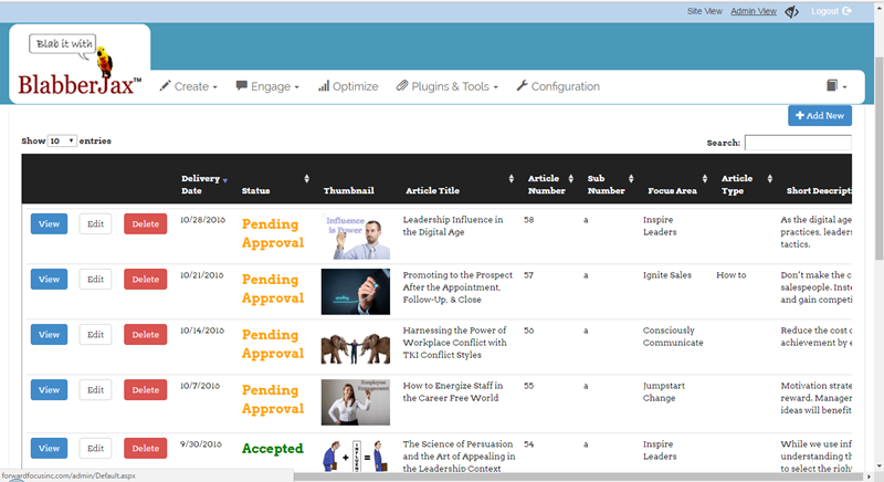 BlabberJax Content Planner Editorial Calendar